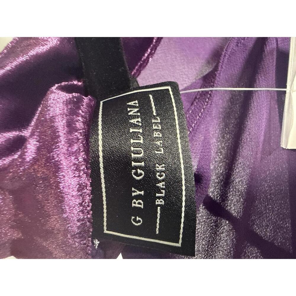 NWT G by Giuliana Women's Black Label Chiffon Poncho Velour Trim Purple Size XS - Picture 7 of 8